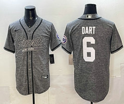 Nike New York Giants #6 Jaxson Dart Hemp grey Joint Authentic Stitched baseball jersey