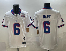 Nike New York Giants #6 Jaxson Dart White 100th Throwback Authentic Stitched NFL Jersey