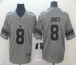 Nike New York Giants #8 Daniel Jones Gray Gridiron Vapor Untouchable Authentic Stitched NFL Jersey