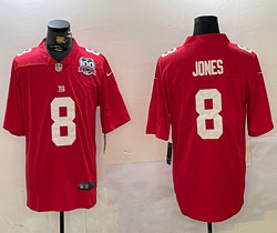 Nike New York Giants #8 Daniel Jones White Red 100th Authentic stitched NFL jersey