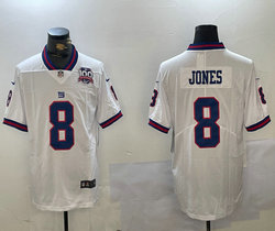 Nike New York Giants #8 Daniel Jones White Rush 100th Authentic stitched NFL jersey