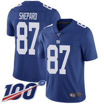 Nike New York Giants #87 Sterling Shepard With NFL 100th Season Patch Blue Vapor Untouchable Authentic Stitched NFL jersey