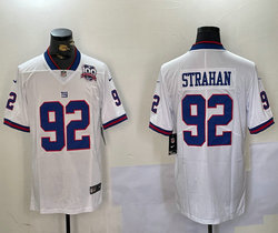 Nike New York Giants #92 Michael Strahan White Rush 100 patch Authentic stitched NFL jersey