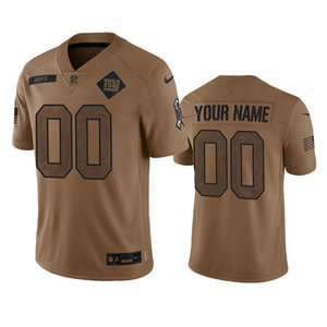 Nike New York Giants Custom 2023 Brown Salute To Service Authentic Stitched NFL Jersey