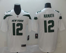 Nike New York Jets #12 Joe Namath White New Vapor Untouchable Limited Authentic Stitched NFL Jersey