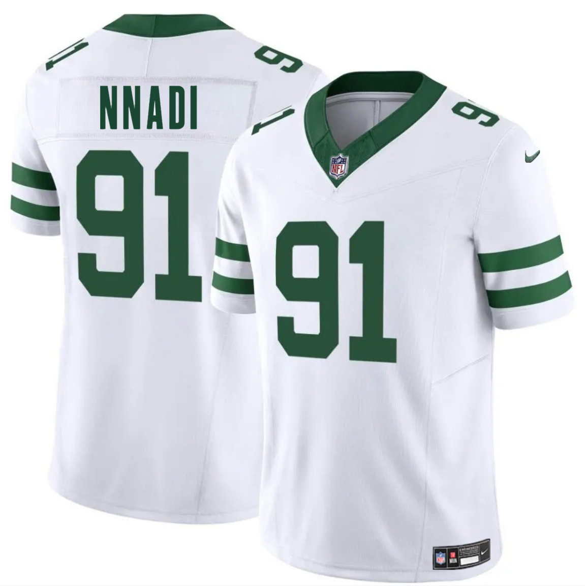 Nike New York Jets #91 Derrick Nnadi White Vapor Untouchable Authentic Stitched NFL Jersey