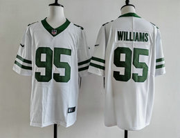 Nike New York Jets #95 Quinnen Williams White Throwback Stitched Football Jersey