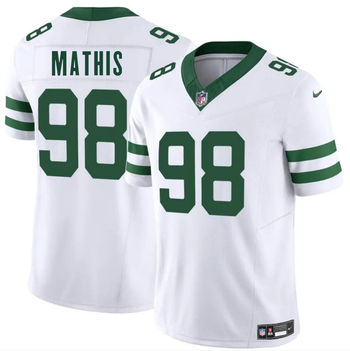 Nike New York Jets #98 Phidarian Mathis White Vapor Untouchable Authentic Stitched NFL Jersey