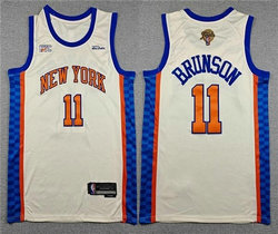 Nike New York Knicks #11 Jalen Brunson Cream City 2026 NBA Finals Patch Swingman Jersey