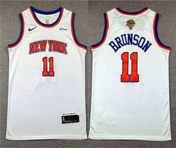 Nike New York Knicks #11 Jalen Brunson White 2026 NBA Finals Patch Swingman Jersey