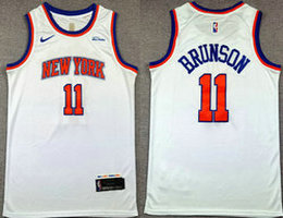 Nike New York Knicks #11 Jalen Brunson White With Advertising Stitched NBA Jersey