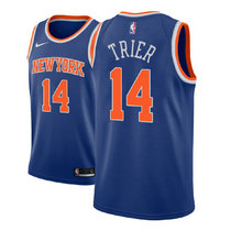 Nike New York Knicks #14 Allonzo Trier Blue Game Authentic Stitched NBA Jersey