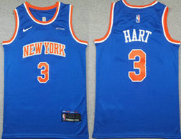Nike New York Knicks #3 Josh Hart Blue With Advertising Stitched NBA Jersey