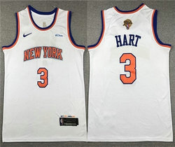 Nike New York Knicks #3 Josh Hart White 2026 NBA Finals Patch Swingman Jersey