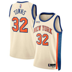 Nike New York Knicks #32 Karl-Anthony Towns 2026 Cream City With Advertising NBA Jersey