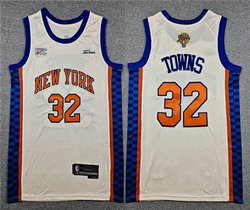 Nike New York Knicks #32 Karl-Anthony Towns Cream City 2026 NBA Finals Patch Swingman Jersey