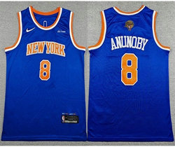 Nike New York Knicks #8 OG Anunoby Blue 2026 NBA Finals Patch Swingman Jersey