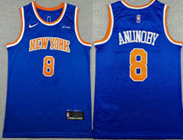 Nike New York Knicks #8 OG Anunoby Blue With Advertising Jersey