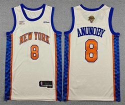 Nike New York Knicks #8 OG Anunoby Cream City 2026 NBA Finals Patch Swingman Jersey