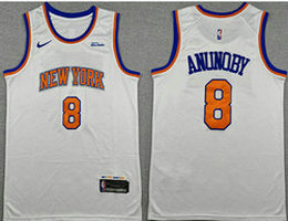 Nike New York Knicks #8 OG Anunoby White With Advertising Jersey