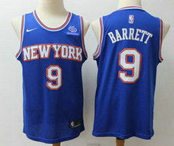 Nike New York Knicks #9 R.J. Barrett Blue Throwback Game With Advertising Authentic Stitched NBA Jersey