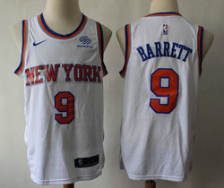 Nike New York Knicks #9 R.J. Barrett White Game With Advertising Authentic Stitched NBA Jersey