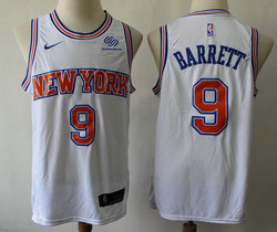 Nike New York Knicks #9 R.J. Barrett White Throwback Game With Advertising Authentic Stitched NBA Jersey