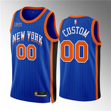 Nike New York Knicks Custom Blue 2024 City Stitched NBA Jersey