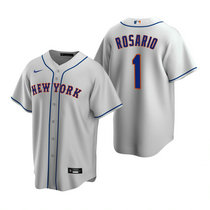 Nike New York Mets #1 Amed Rosario Gray Game Authentic Stitched MLB Jersey