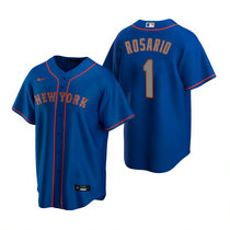 Nike New York Mets #1 Amed Rosario Royal Silver Number Game Authentic Stitched MLB Jersey