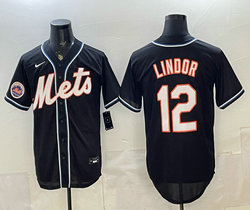 Nike New York Mets #12 Francisco Lindor 2026 Fashion Black Out MLB Jersey