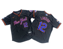 Nike New York Mets #12 Francisco Lindor Black Pullover Limited MLB Jersey