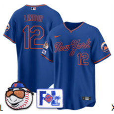 Nike New York Mets #12 Francisco Lindor Blue 2025 Spring Training Stitched Baseball Jersey