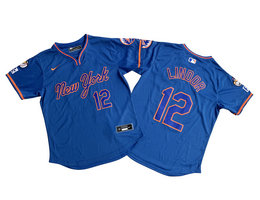 Nike New York Mets #12 Francisco Lindor Blue Pullover Limited MLB Jersey