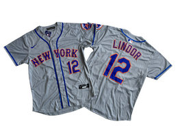 Nike New York Mets #12 Francisco Lindor Gray Limited MLB Jersey