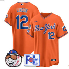 Nike New York Mets #12 Francisco Lindor Orange 2025 Spring Training Stitched Baseball Jersey