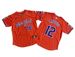 Nike New York Mets #12 Francisco Lindor Orange Pullover Limited MLB Jersey