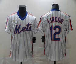 Nike New York Mets #12 Francisco Lindor White Cooperstown Collection Game Authentic Stitched MLB Jersey