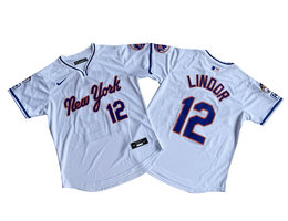 Nike New York Mets #12 Francisco Lindor White Pullover Limited MLB Jersey