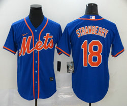 Nike New York Mets #18 Darryl Strawberry Blue Game Authentic Stitched MLB Jersey