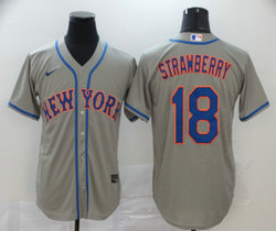 Nike New York Mets #18 Darryl Strawberry Grey Game Authentic Stitched MLB Jersey