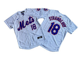 Nike New York Mets #18 Darryl Strawberry White Stripe Limited MLB Jersey