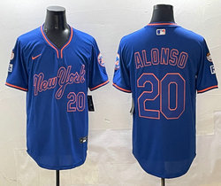 Nike New York Mets #20 Pete Alonso Blue Throwback Stitched Baseball Jersey