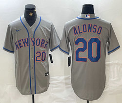 Nike New York Mets #20 Pete Alonso Grey #20 front Game Authentic Stitched MLB Jersey