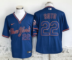 Nike New York Mets #22 Juan Soto Blue Throwback Stitched Baseball Jersey