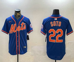 Nike New York Mets #22 Juan Soto Royal Authentic Stitched MLB Jersey