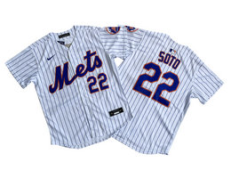 Nike New York Mets #22 Juan Soto White Stripe Limited MLB Jersey
