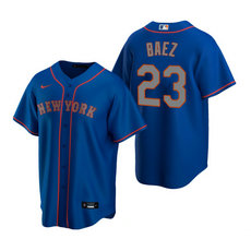 Nike New York Mets #23 Javier Baez Blue Game Authentic Stitched MLB Jersey