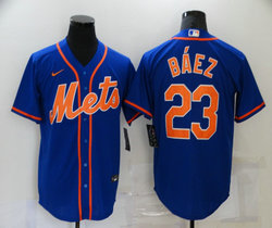 Nike New York Mets #23 Javier Baez Blue Orange Number Game Authentic Stitched MLB Jersey