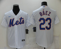 Nike New York Mets #23 Javier Baez White Game Authentic Stitched MLB Jersey